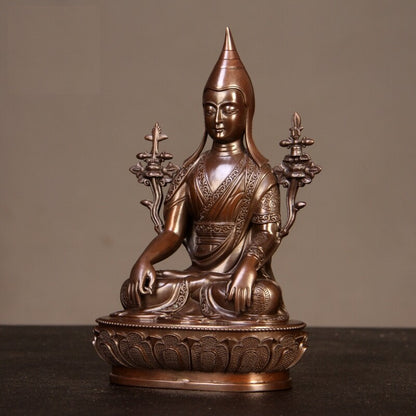 4.8" Brass Tibetan Longchen Rabjampa Statue Longchenpa Buddhism Feng Shui Decor