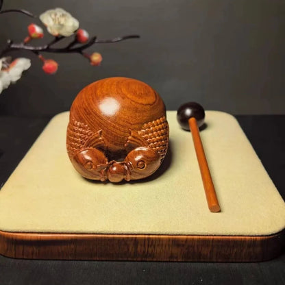 2.3" Buddhist Instrument Monk Wooden Muyu Mokugyo Temple Blessing Block Zen Drum