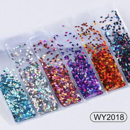 6 grids/bag Nail Art Sequins Colorful Nail Polish Flakes Foils For ManicurSE