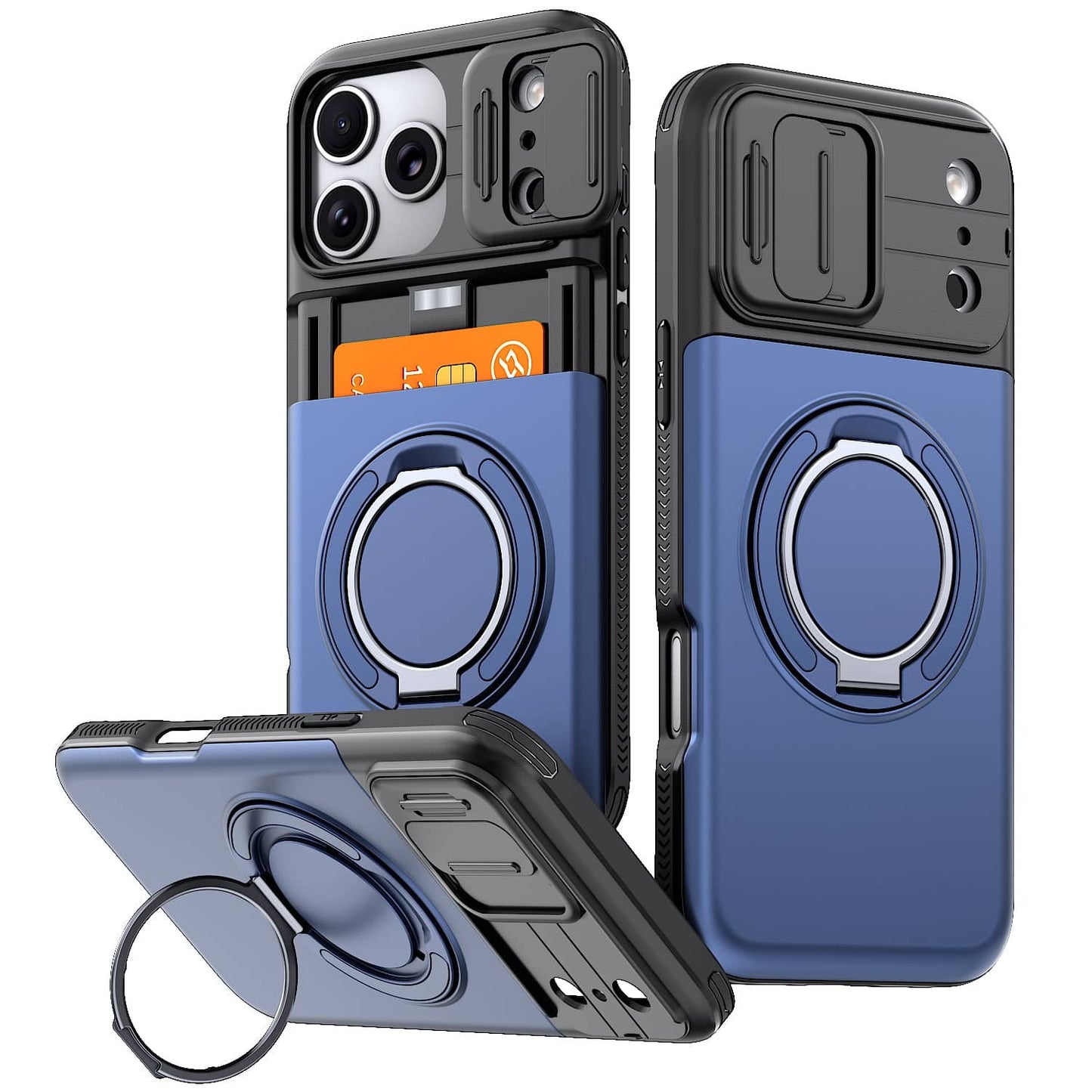 For iPhone 17 16 15 14 13 12 Pro Max 11 Case Wallet Card Holder Kickstand Rugged