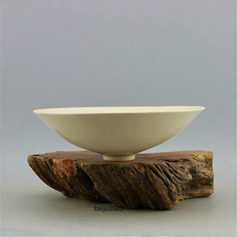 Chinese Antique Song Dynasty Ding Kiln White Glaze Porcelain Dragon Phoenix Bowl