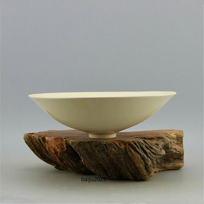 Chinese Antique Song Dynasty Ding Kiln White Glaze Porcelain Dragon Phoenix Bowl