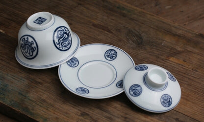 Antique Style Porcelain Gaiwan Ceramic Tureen Small Size Matching Tea Cup China