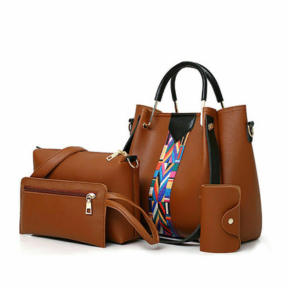 4Pcs/Set Women Lady Leather Handbags Messenger Shoulder Bags Tote Satchel Purse