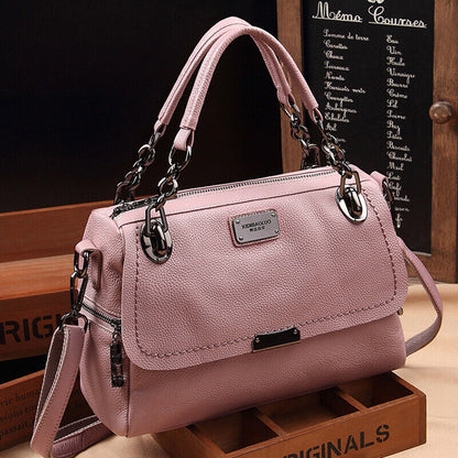 Oil Wax Leather Women's Elegant Handbags Crossbody Shoulder Bag Satchel Tote