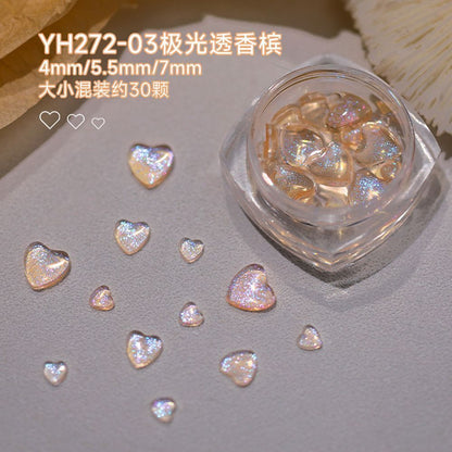 Nail Art Decals 20-100Pcs 3D Heart Charms Clear Acrylic DIY Manicure Accessories