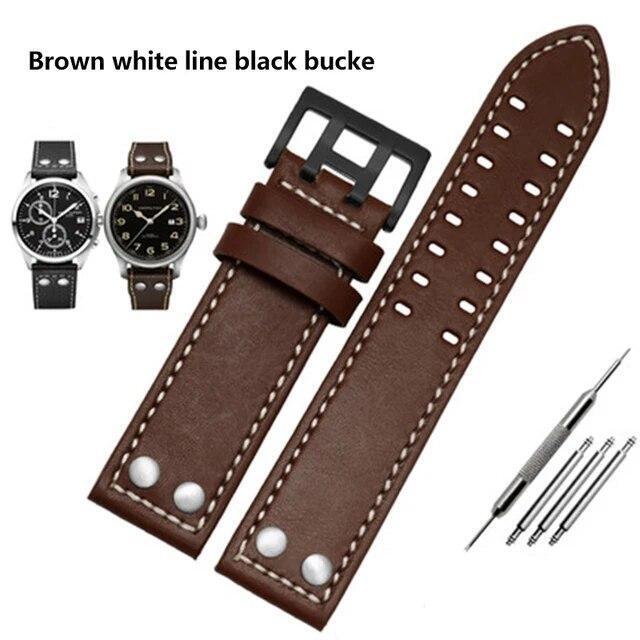 Genuine Leather Watches Straps For Hamilton Khaki Aviation H77755533 H77616533