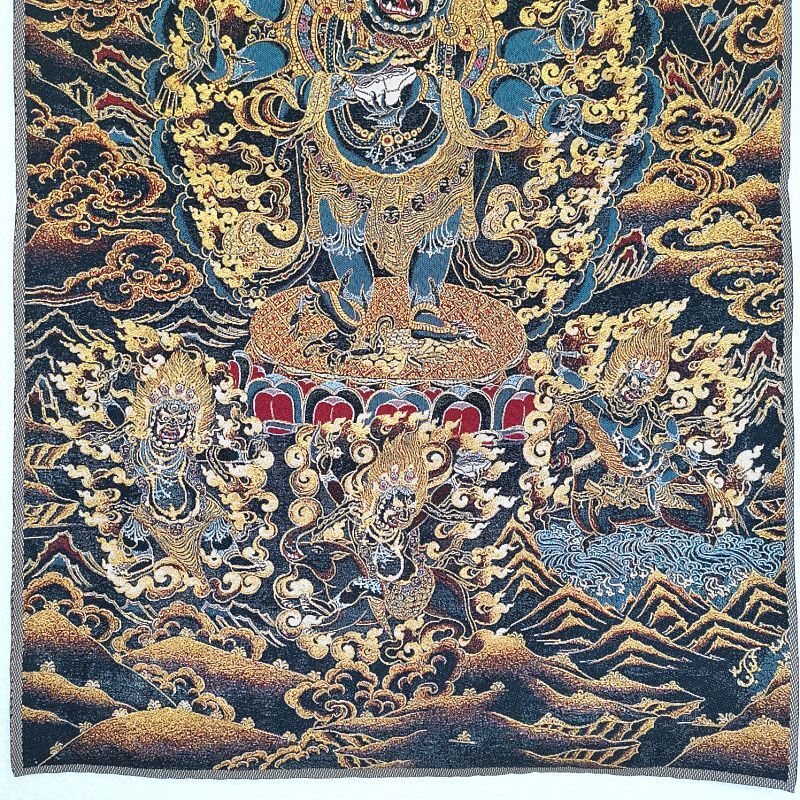 Nepal Thangka Mahakala Wall Hanging Tibetan Embroidery Buddha Art 60*40cm