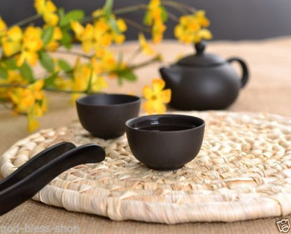 10pcs Chinese Yixing Pure Zisha Stoneware Tea Set Tea Cup Black Marked Teacup