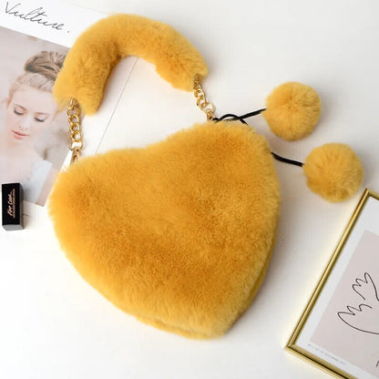 Winter Bag Women Faux Fur Totes Underarm Handbags Party Shoulder Bags