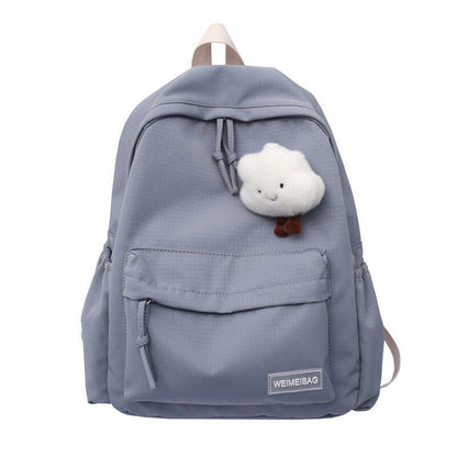 Waterproof Nylon School Backpack Large Solid Color Travel Bag College Schoolbag