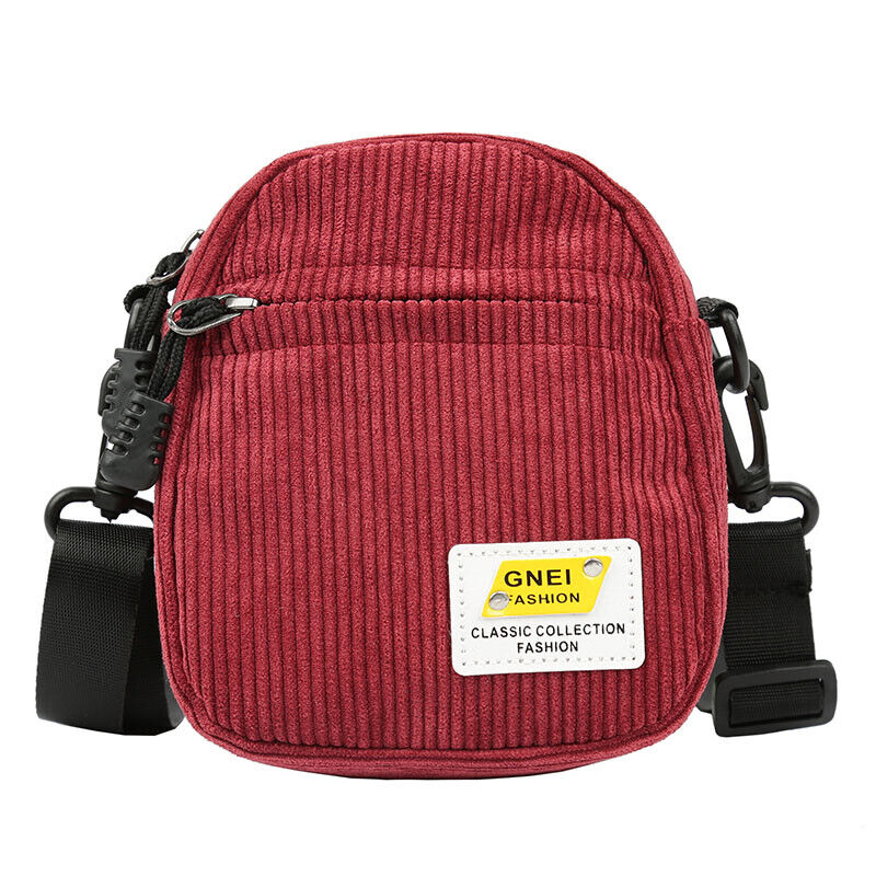 Women Canvas Shoulder Bag Corduroy Cloth Bag crossbody Bags Zipper Purse Girl