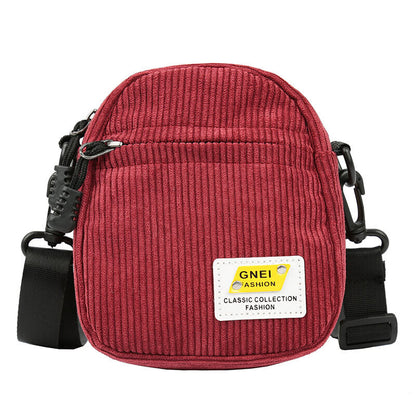 Women Canvas Shoulder Bag Corduroy Cloth Bag crossbody Bags Zipper Purse Girl