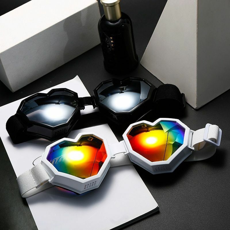Sunglasses Heart Shaped Goggle One Piece Women Oversized Gradient Lens Eyeglass