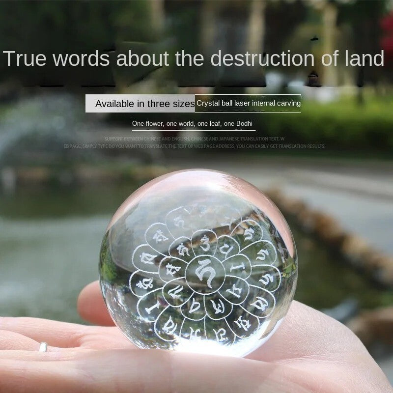 6cm Crystal Carving Buddhism True Word The Destruction of Destiny in The Land