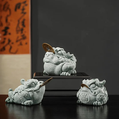 Chinese Stone Tea Pet Ornaments Toad Tea Figurine Sculpture Teaware Accessorie
