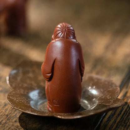Yixing Character Sculpture Purple Clay Tea Pet God Wealth Figurine Ornaments