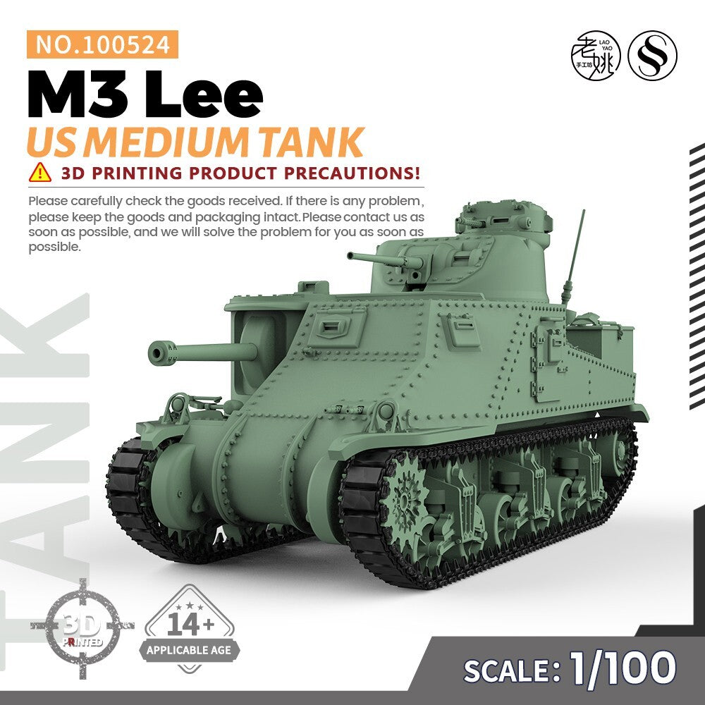 SSMODEL SS100524 1/100 15mm WarGaming Military Model Kit US M3 Lee Medium Tank