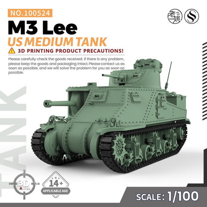 SSMODEL SS100524 1/100 15mm WarGaming Military Model Kit US M3 Lee Medium Tank