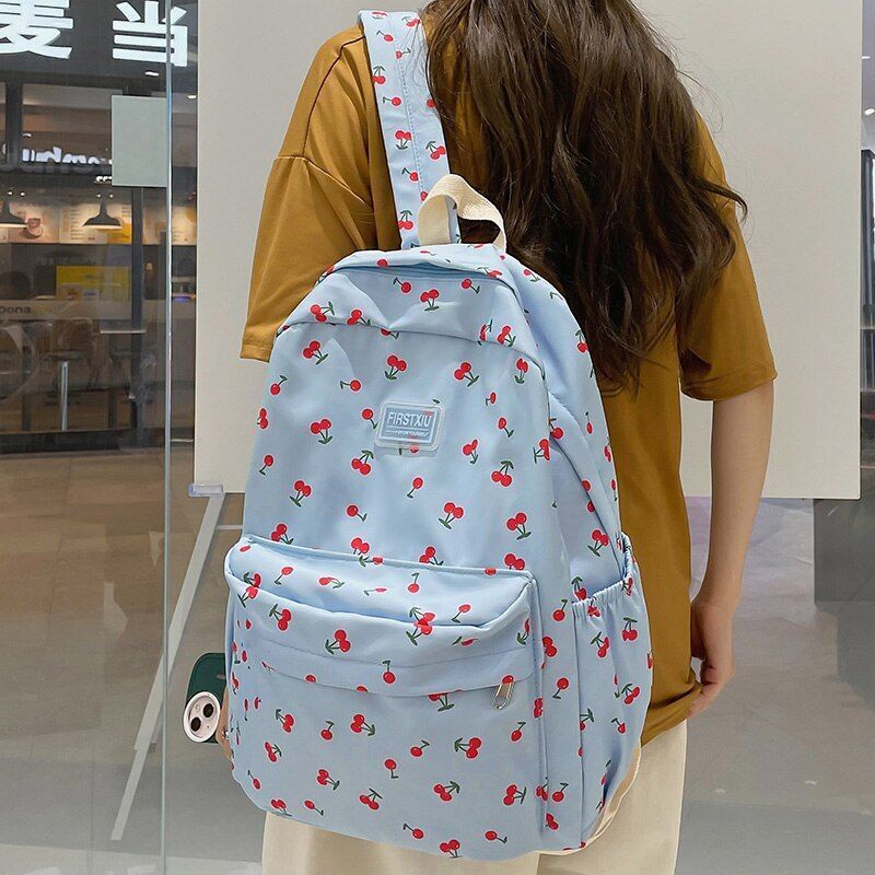 Floral Print Traveling Backpack School Laptop Bag College Purse 31*11*41 CM Pink