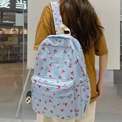 Floral Print Traveling Backpack School Laptop Bag College Purse 31*11*41 CM Pink