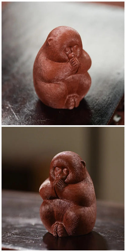 Yixing Handmade Purple Clay Tea Pet Chinese Monkey King Statue Ornaments