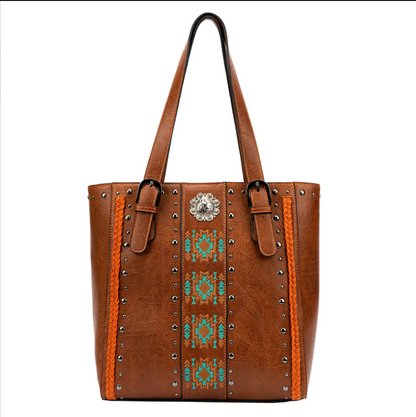 Celela Concealed Carry Studs Stitch Concho Women Tote Handbag Shoulder Bags