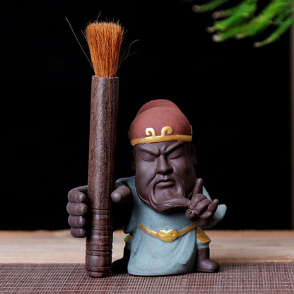 Guan Yu Purple Sands Tea Pet and Tea Washing Pen 11cm 4.4in Kung Fu Tea Ceremony