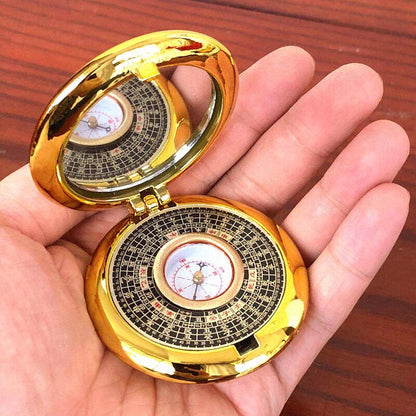 Old Pocket Feng Shui Compass Luo Pan Tool Dowsing Rod Master Blessed Home Decor