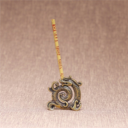 Pure Brass Beast Dragon Incense Holder Animal Figure Miniature Tea Pet Ornament