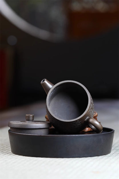 220cc chinese Yixing Handmade Zisha teapot GuTong Clay FangTan Gongfu Tea Pot