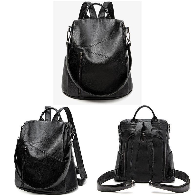 Backpack Soft Leather Large Bag Traveling Laptop Bags Polyester Hasp Zipper 1 PC