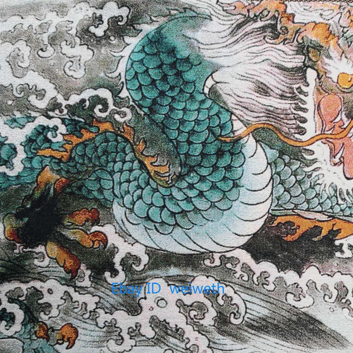 Tibetan hand made Nepal Silk Embroidered thangka -- Tiger and Dragon statue