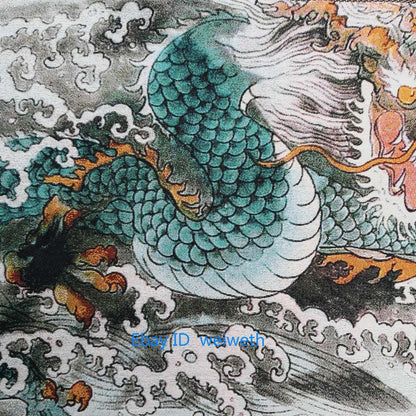 Tibetan hand made Nepal Silk Embroidered thangka -- Tiger and Dragon statue