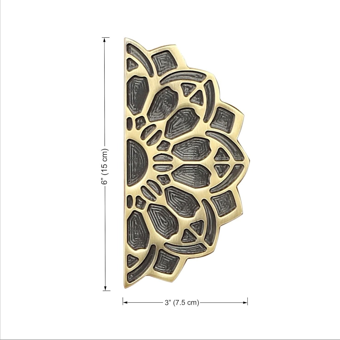Set of 2 Antique Look Mandala Style Brass Door Handle Pair