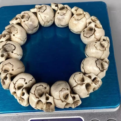Deer Antler Stag Horn Carved Skull Head Bracelet Skeleton Hand Chain Collections