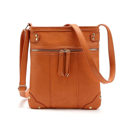 Women Rivet Tassel Crossbody Shoulder PU Leather Bag Purse Outdoor Travel NEW