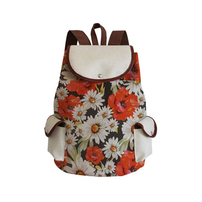 Vintage Drawstring Backpacks Large Practical Portable Linen Shoulders Bags 1 PC