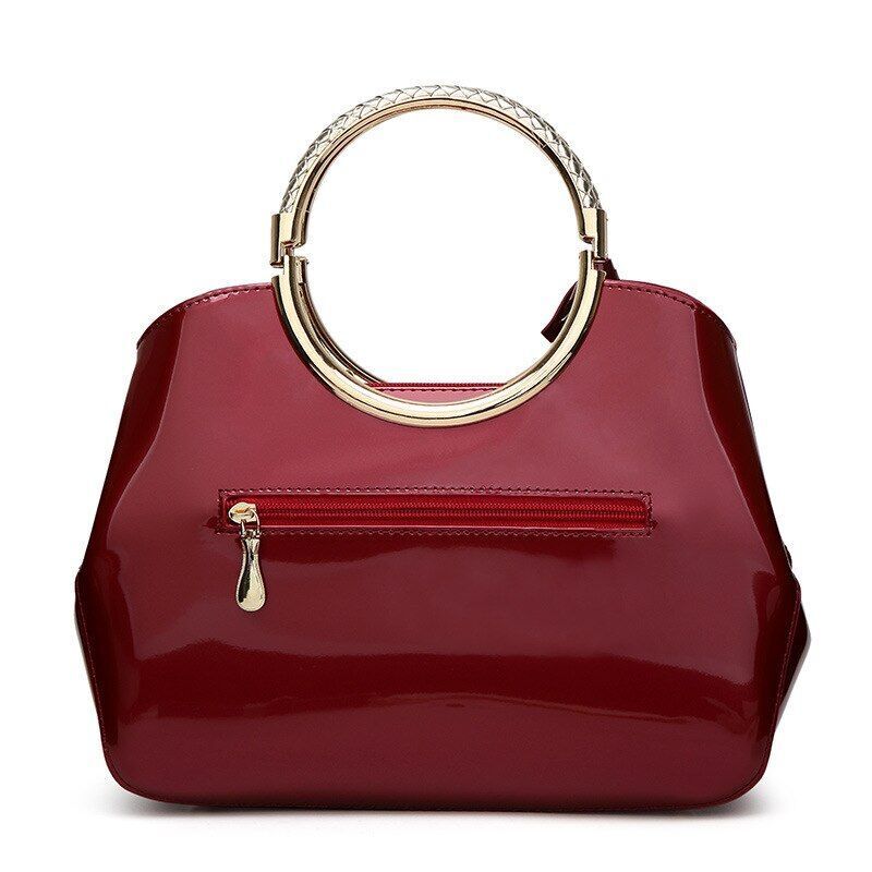 28*22*10.5 Cm Patent Leather Handbag Shoulder Bag Luxury Hollow Purse Blue Red
