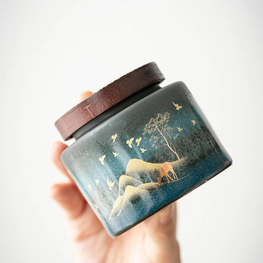 Golden Deer Ceramic Tea Canisters for Storage Food and Tea