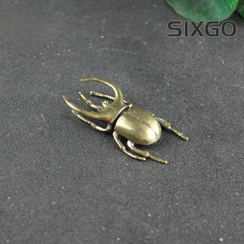 Solid Brass Insect Trypoxylus Figurines Miniatures Tea Pet Beetle Crafts