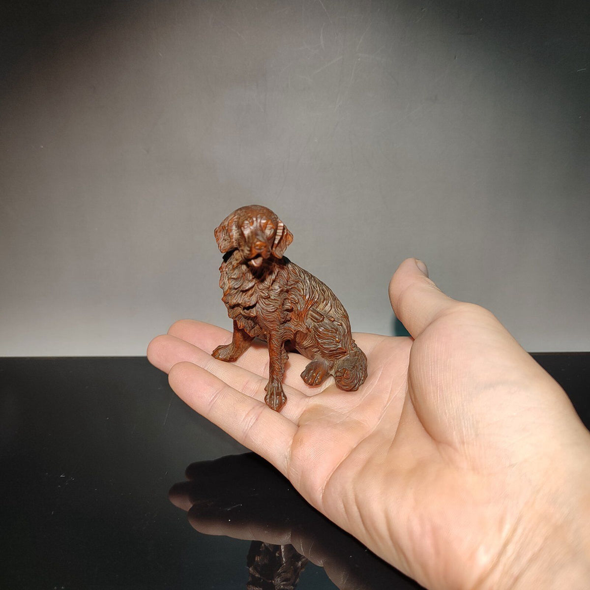 Wood Carving Foo Dog Statue Lovely Home Decor Ornaments Chesapeake Bay Retriever