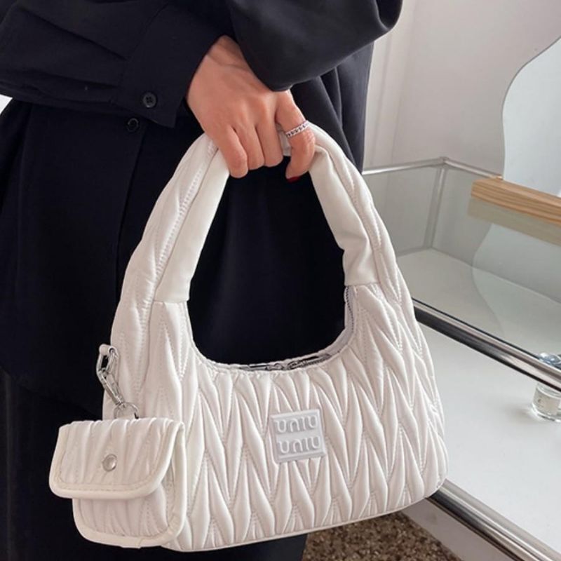 Pleated Shoulder Bag Purses Tote Bags Branded Synthetic Leather Purse Handbags