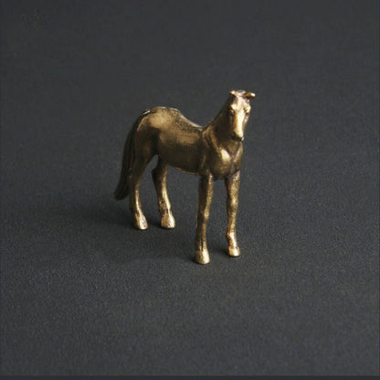Brass Long Tail Horse Miniature Tea Pet Ornament Animal Craft ToyFi Decoration