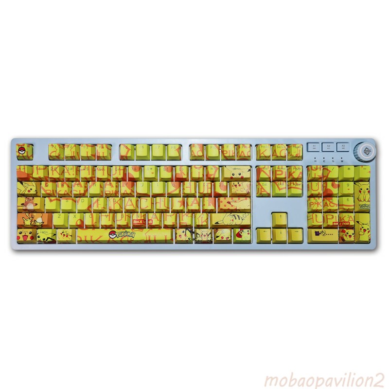 New Anime Pokémon 108 Keys PBT Light Backlit Keycap Set F/Mechanical Keyboard