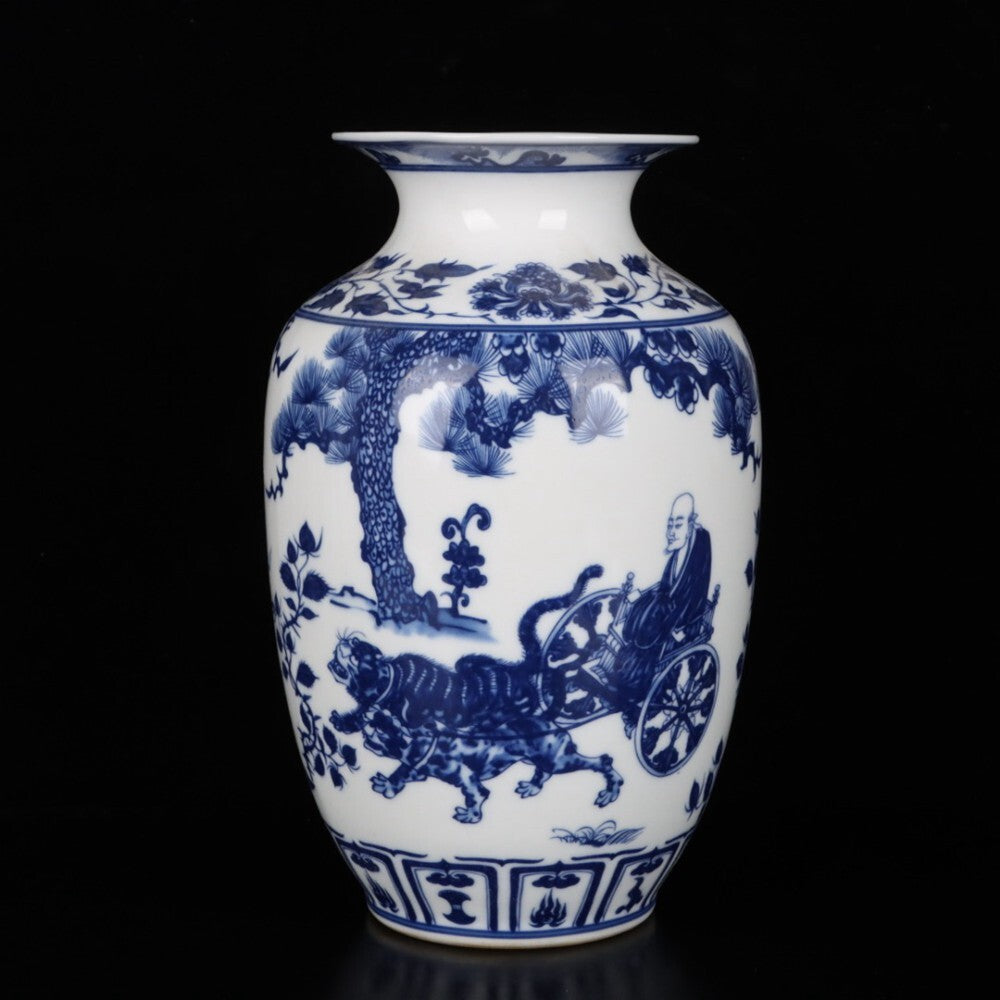 Chinese Blue and White Porcelain Color Character Story pattern Pot Vase A15