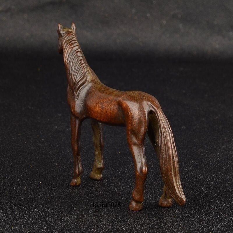 Antique Purple Copper Carving Horse sculpture Distress Crafts Metal collectible