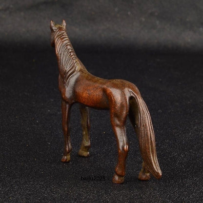 Antique Purple Copper Carving Horse sculpture Distress Crafts Metal collectible