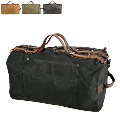 Vintage Water Resistant Wax Canvas Duffel Travel Overnight Weekend Gym Carry Bag