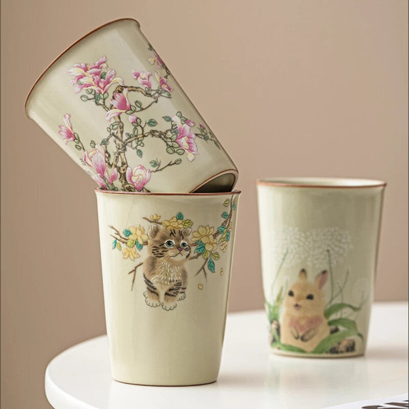 Cute Retro Cute Cat Ceramic Cup Household Large Tea Cup Office Single Cup